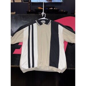 Vintage David Taylor Knit Polo Shirt Men's Large Brown Striped Short Sleeve 90s